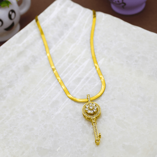 Designer Gold Plated Key endant Necklace2