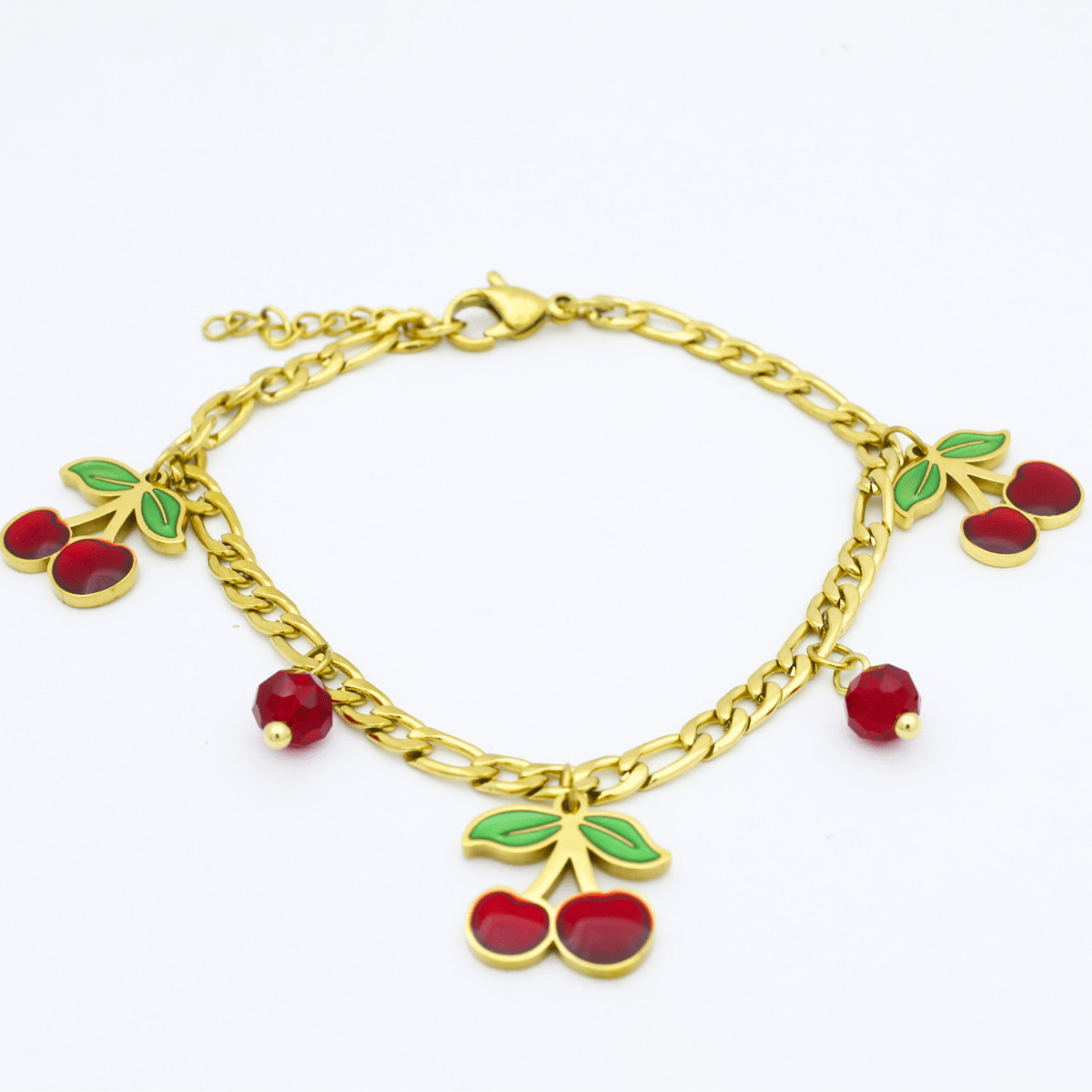 Gold Plated Cherry Charm Bracelet1