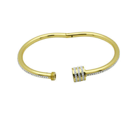 Gold Plated Cuff Bracelet with Zircon Detailing1