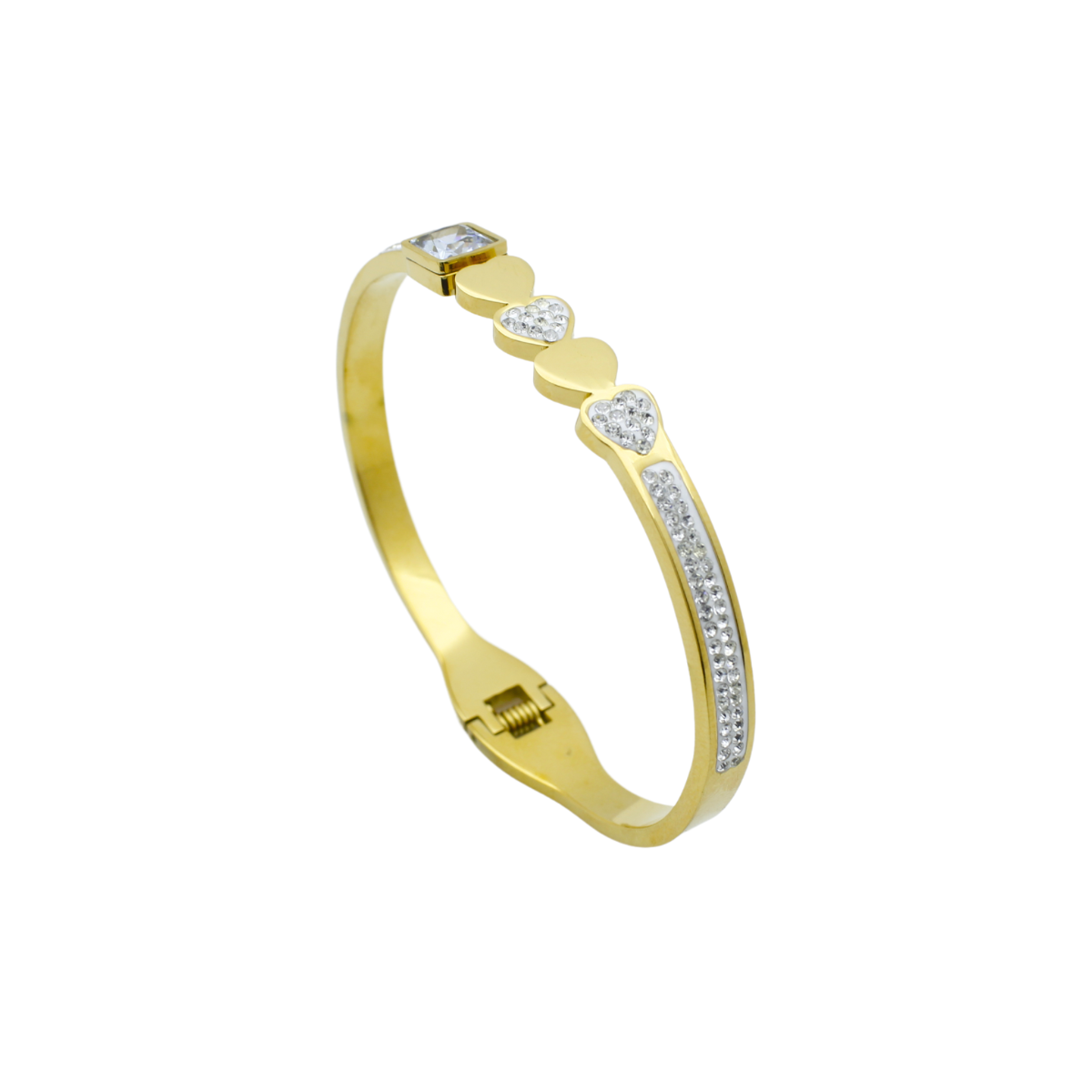 Gold Plated Heart Bracelet with CZ Stones1