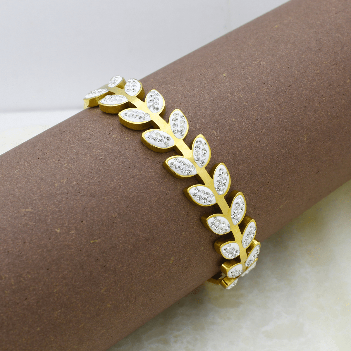 Gold plated Leaf Zircon Bracelet