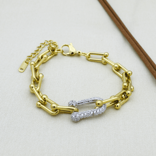 Link Bracelet with Diamond Accent
