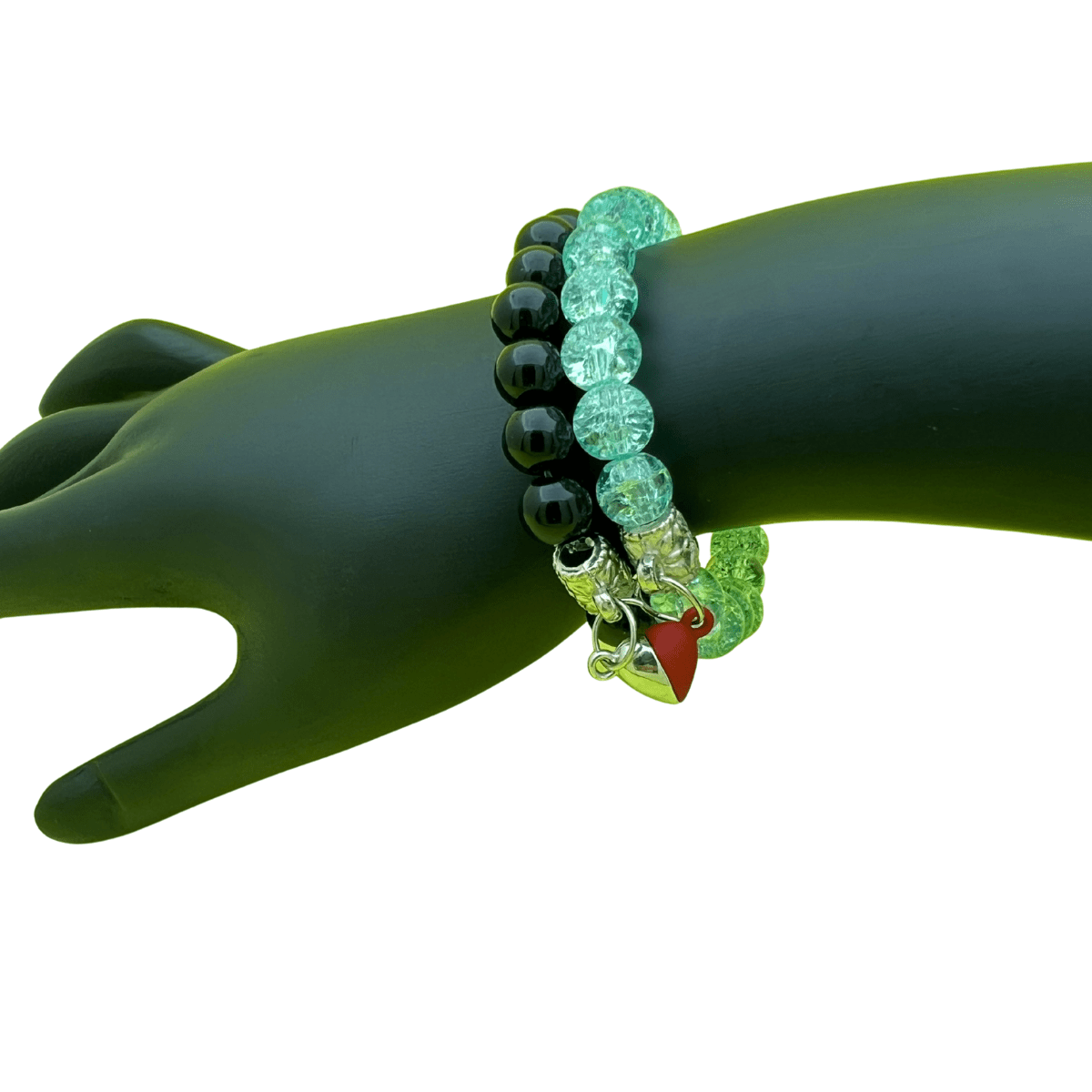 Sea Green & Black Couple Stone Bracelets
