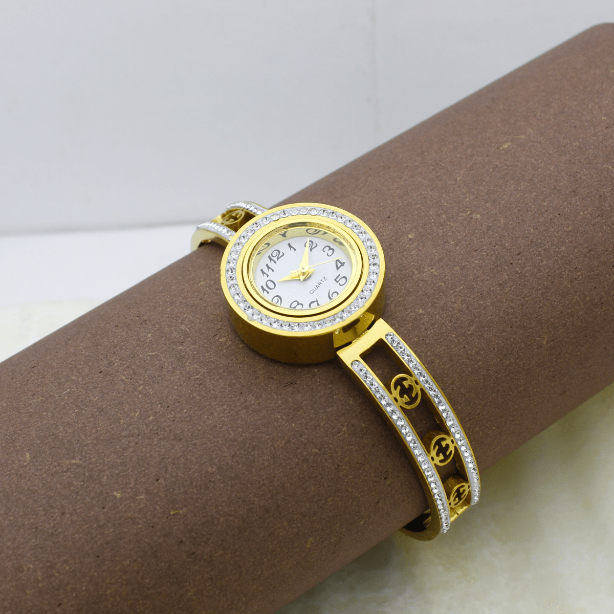Women's Gold Watch Bracelet with Crystals