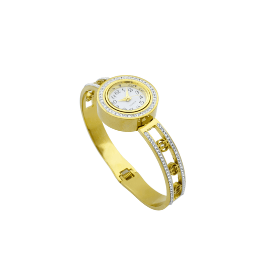 Women's Gold Watch Bracelet with Crystals