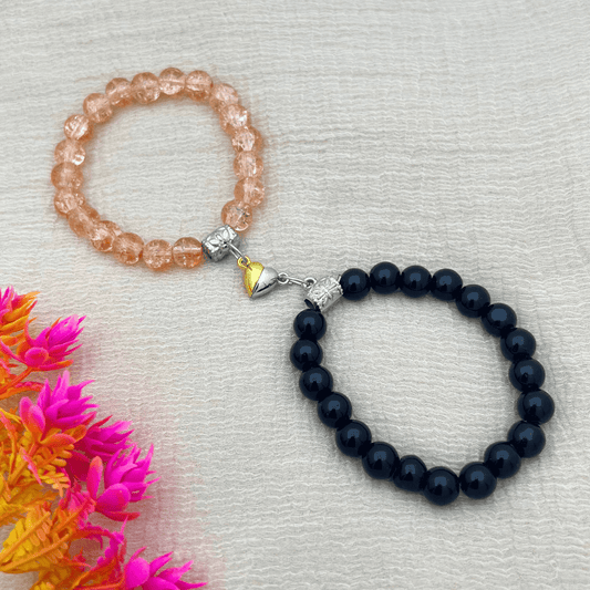 Couple Stone Bracelets with Heart Charm