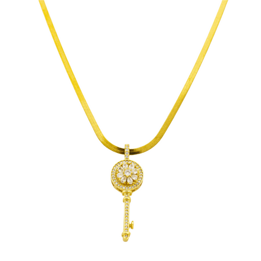 Designer Gold Plated Key Pendant Necklace1