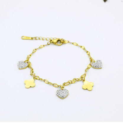 Elegant Gold-Plated Crystal Heart Bracelet