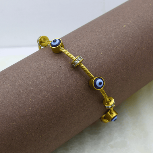 Gold Evil Eye Cable Bracelet