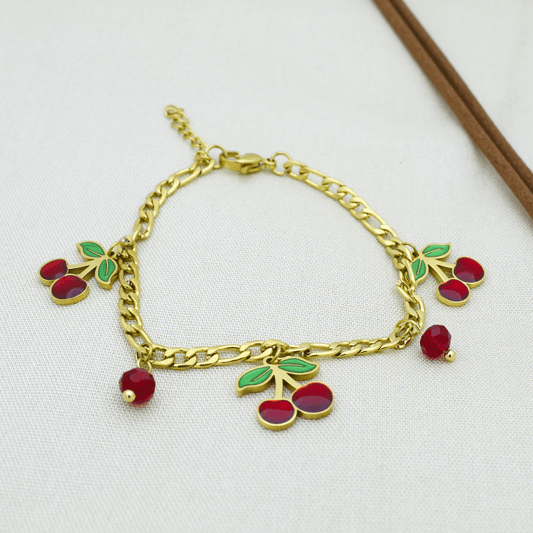 Gold Plated Cherry Charm Bracelet