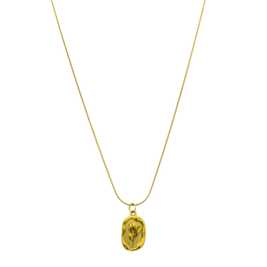 Gold Plated Floral Pendant Anti Tarnish Necklace