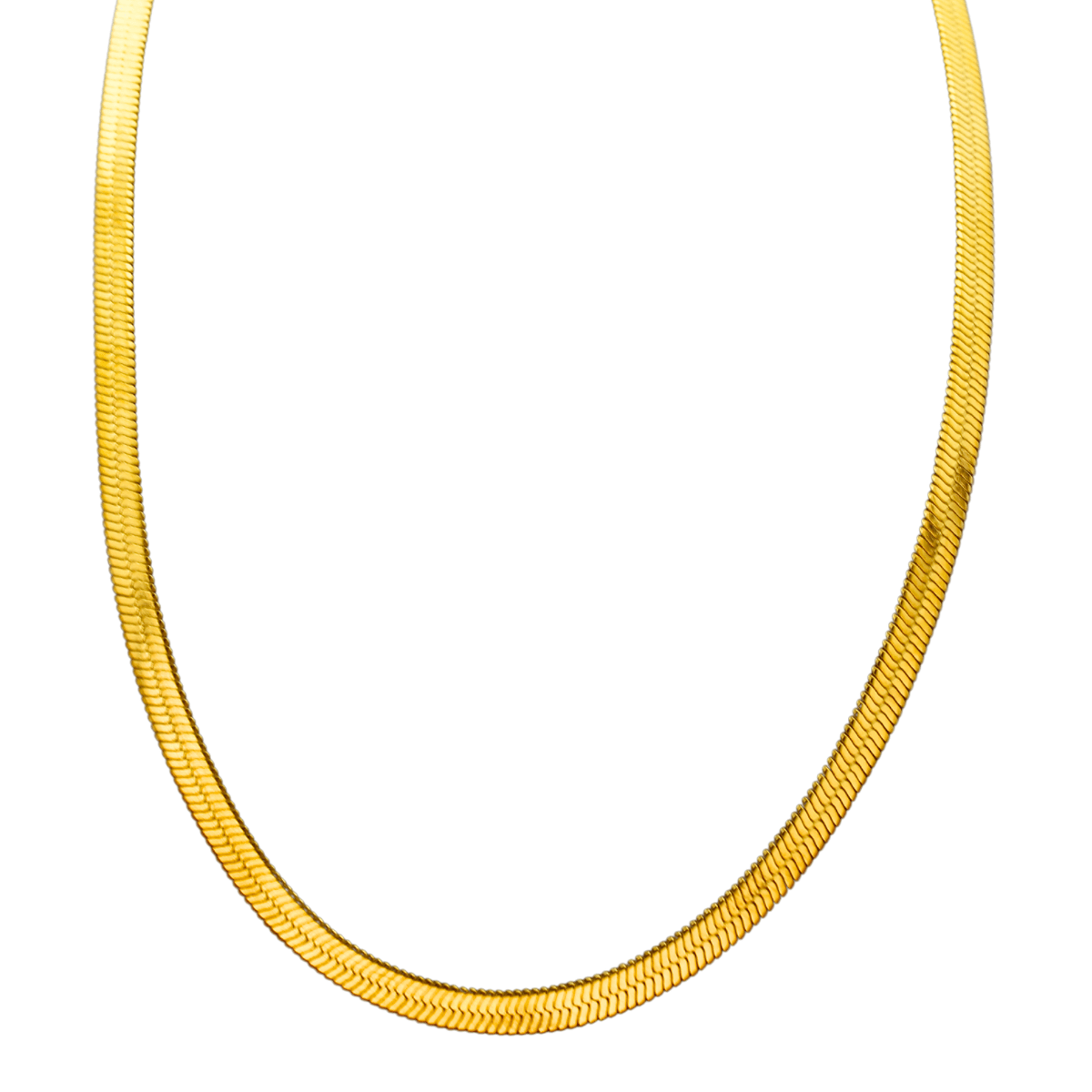 Gold Plated Herringbone Chain Necklace2