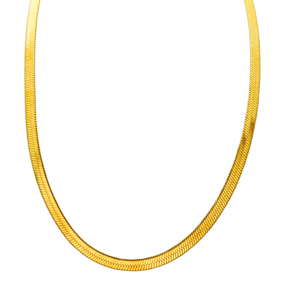 Gold Plated Herringbone Chain Necklace2