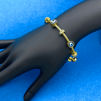 Gold Evil Eye Cable Bracelet