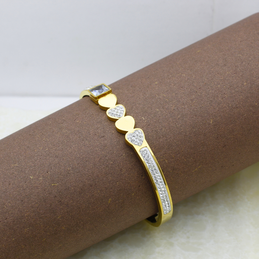 Gold Plated Heart Bracelet with CZ Stones