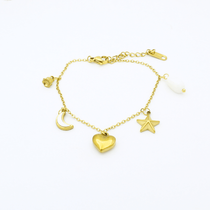 Charm Bracelet with Heart_Moon_Star