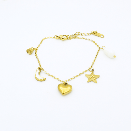 Charm Bracelet with Heart_Moon_Star
