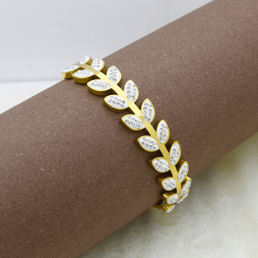 Gold plated Leaf Zircon Bracelet