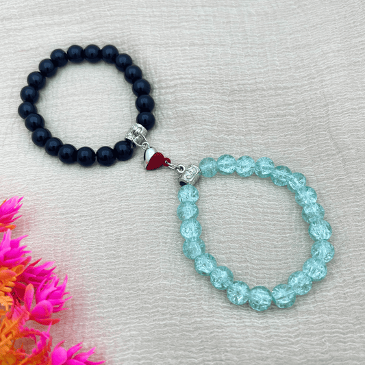 Sea Green & Black Couple Stone Bracelets