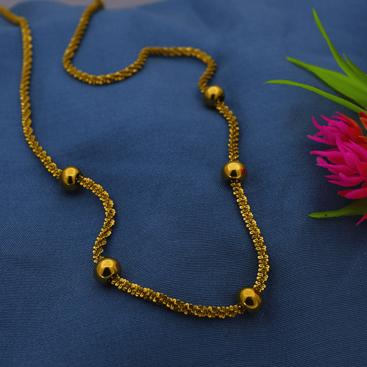 Stylish Gold Plated Beaded Chain Necklace