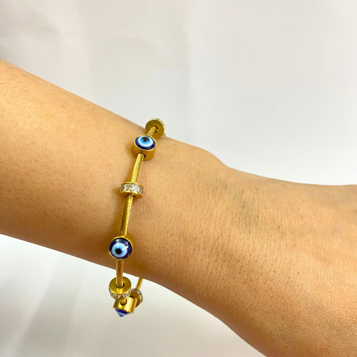 Gold Evil Eye Cable Bracelet
