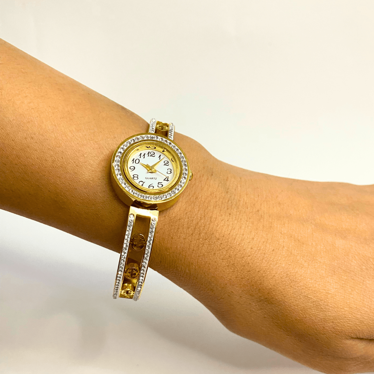 Women's Gold Watch Bracelet with Crystals